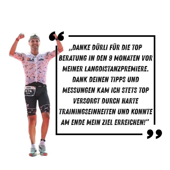 Lukas Abpfolter: 'Danke Dürli für die Top Beratung in den 9 Monaten vor meiner Langdistanzpremiere.'